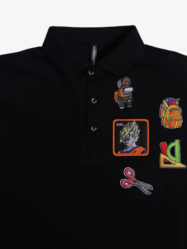CHOPSTICK black polo t-shirt