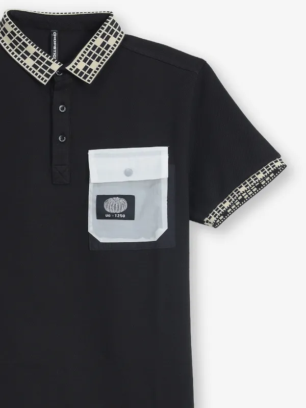 CHOPSTICK black polo t-shirt in cotton