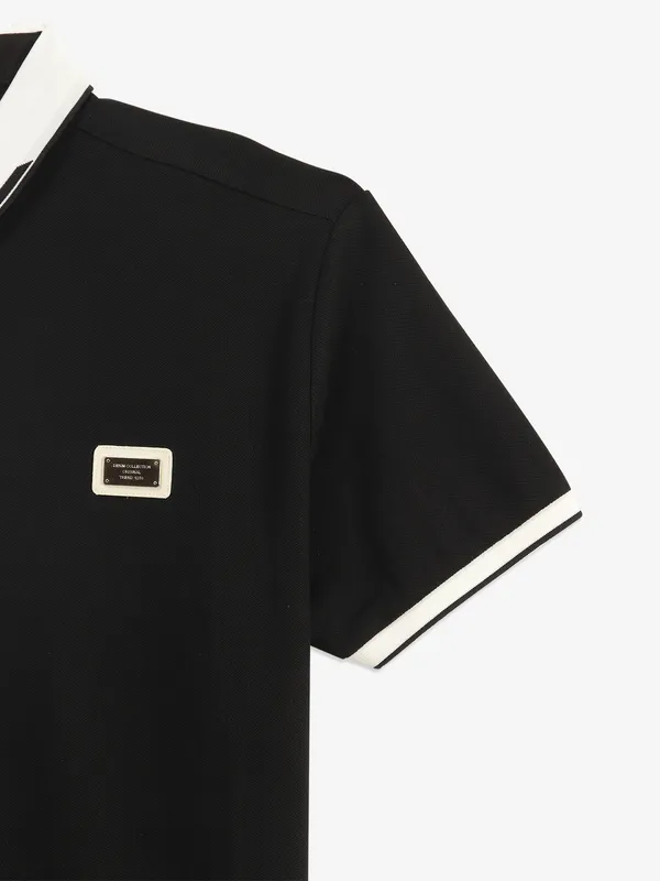 CHOPSTICK black printed casual cotton t-shirt