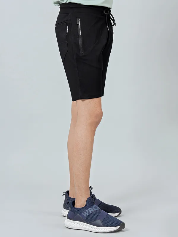 Chopstick black solid style shorts in cotton