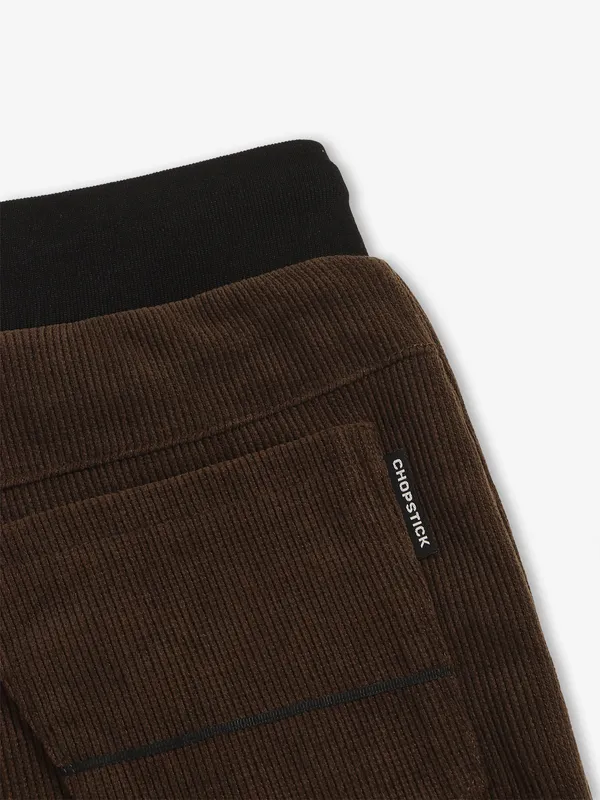 CHOPSTICK brown solid cotton shorts