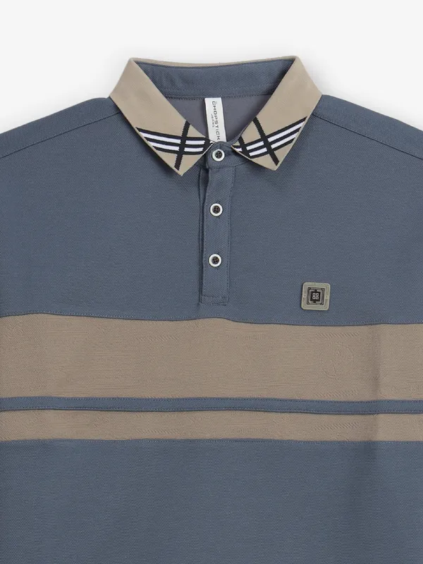 CHOPSTICK color block cotton t-shirt in grey