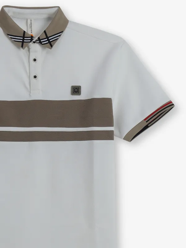 CHOPSTICK color block cotton white t-shirt