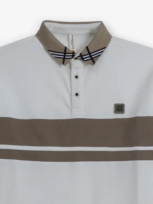 CHOPSTICK color block cotton white t-shirt