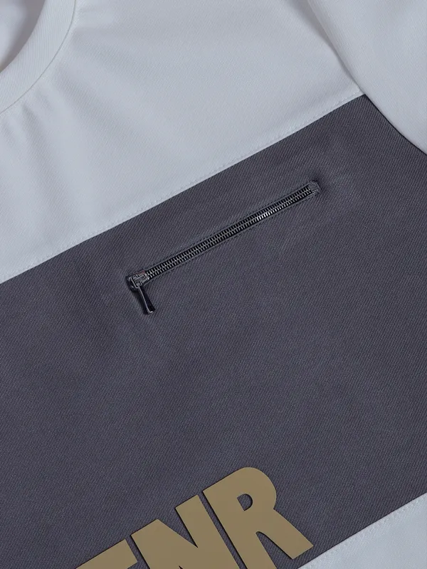 Chopstick color block white cotton t shirt