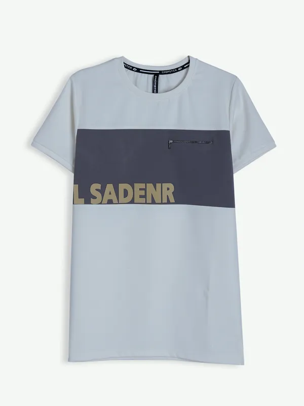 Chopstick color block white cotton t shirt