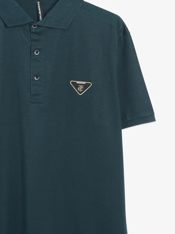 Chopstick cotton teal blue plain t-shirt