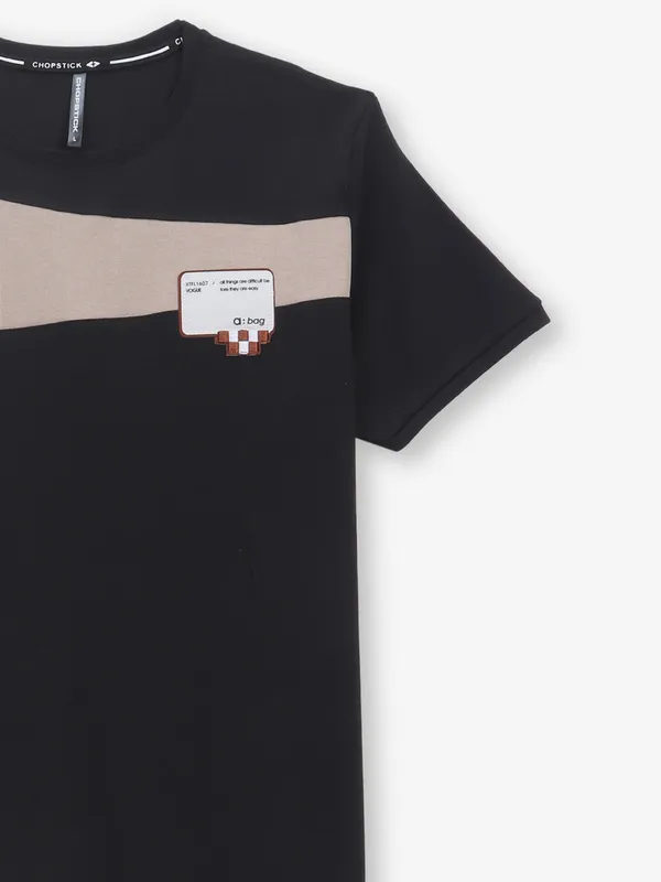 CHOPSTICK cotton black slim fit t-shirt