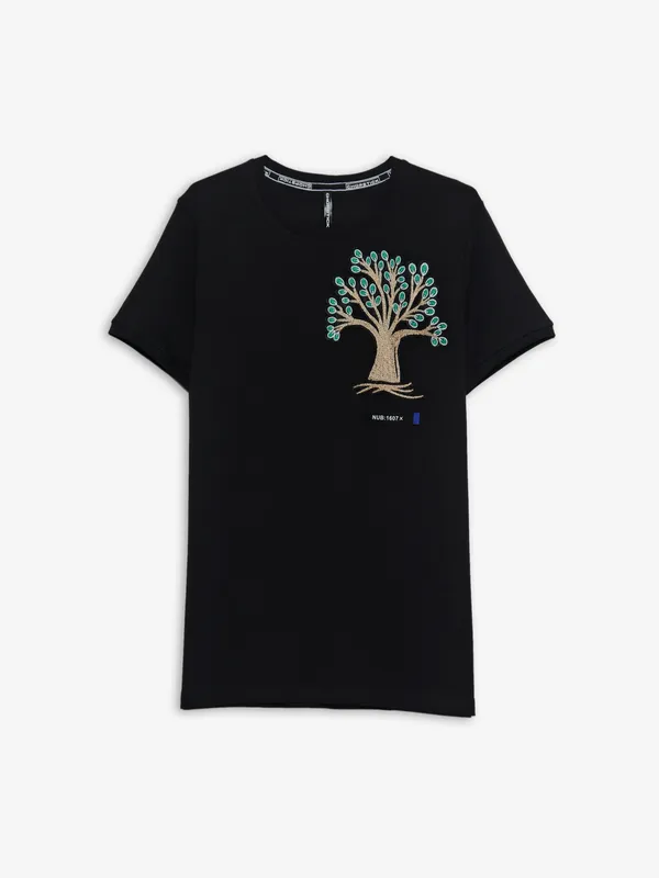Chopstick cotton black t shirt