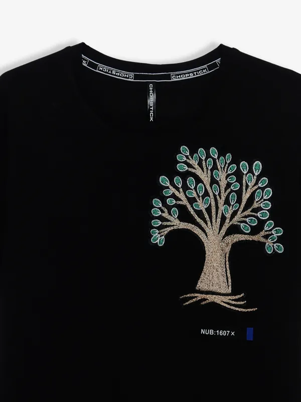 Chopstick cotton black t shirt