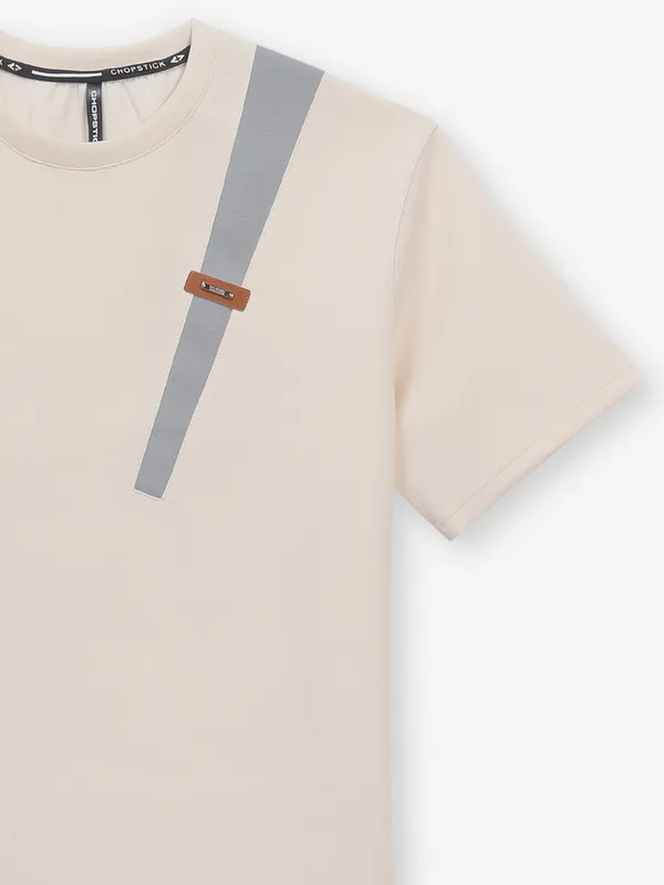 CHOPSTICK cotton casual black slim fit t-shirt
