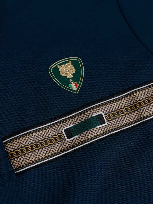 Chopstick cotton teal blue polo t shirt
