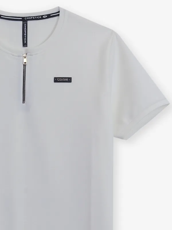 CHOPSTICK cotton white plain t-shirt