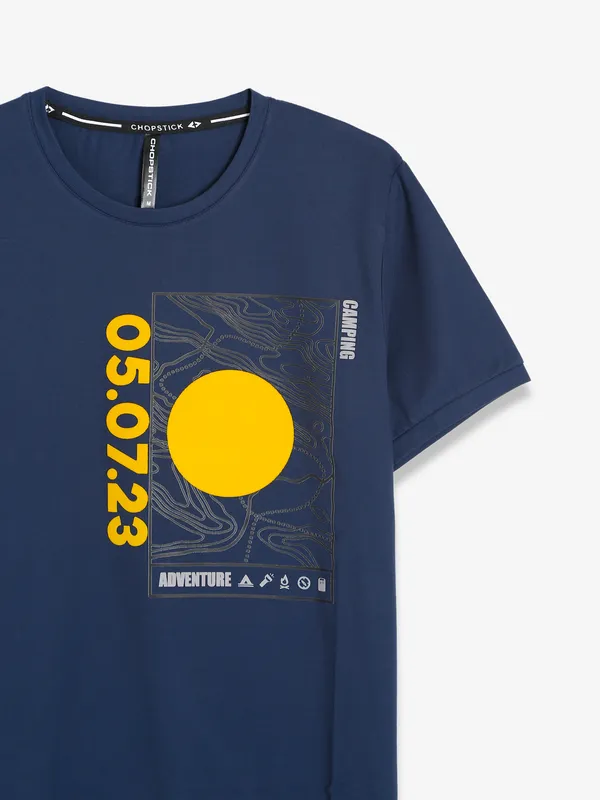Chopstick dark blue cotton t shirt