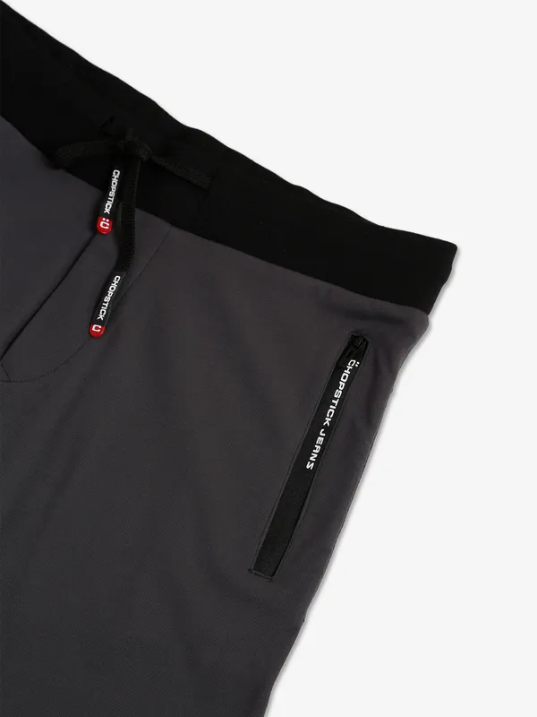 Chopstick dark grey solid cotton track pant