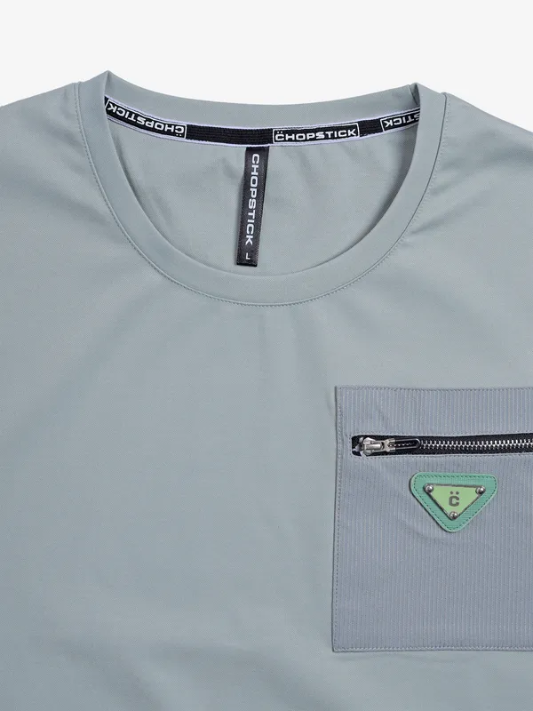 CHOPSTICK grey plain cotton t-shirt