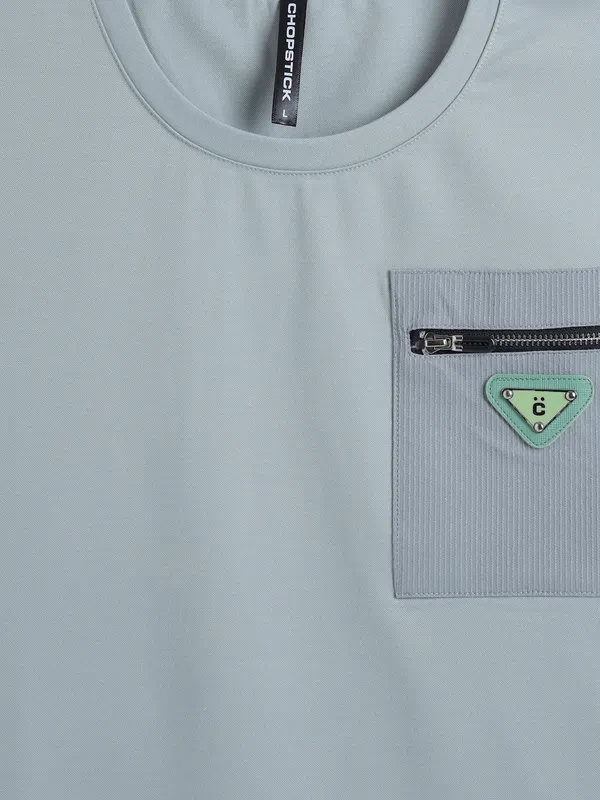 CHOPSTICK grey plain cotton t-shirt