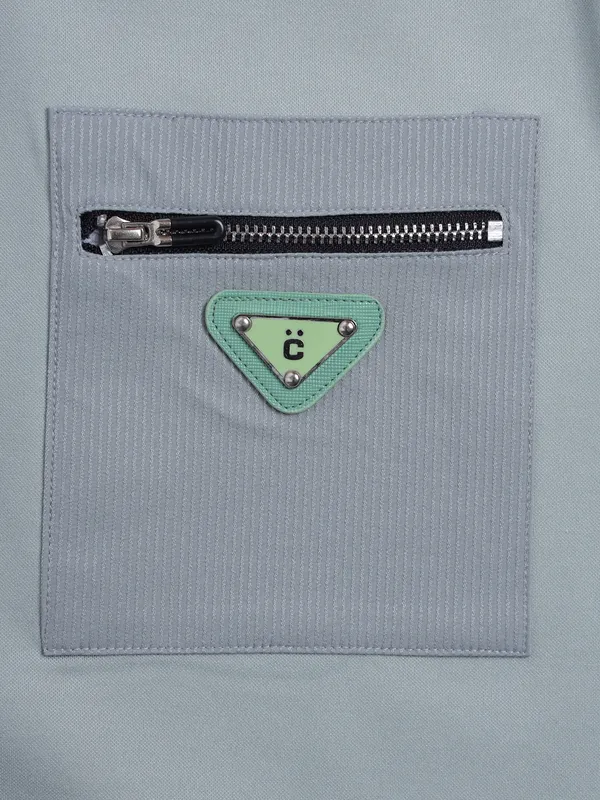 CHOPSTICK grey plain cotton t-shirt