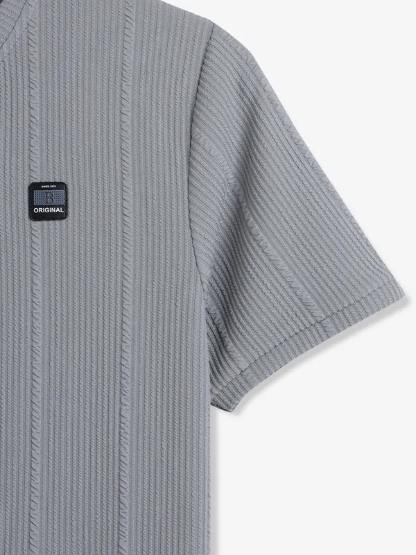 CHOPSTICK grey stripe cotton casual t-shirt