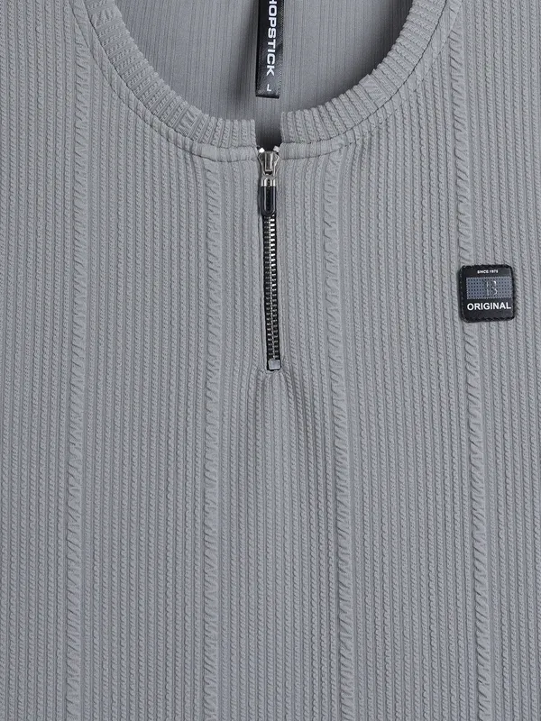 CHOPSTICK grey stripe cotton casual t-shirt