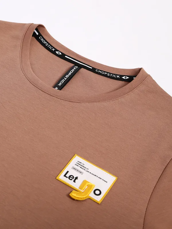 Chopstick half sleeves t shirt in beige