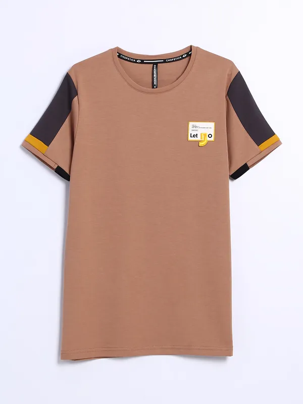 Chopstick half sleeves t shirt in beige