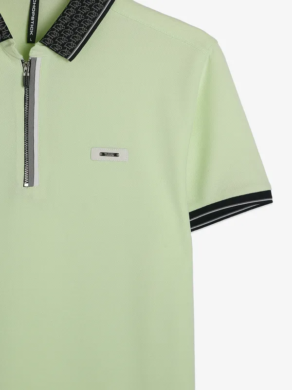 Chopstick light green cotton plain t-shirt