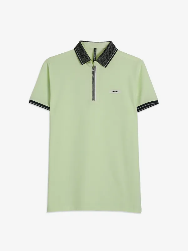 Chopstick light green cotton plain t-shirt