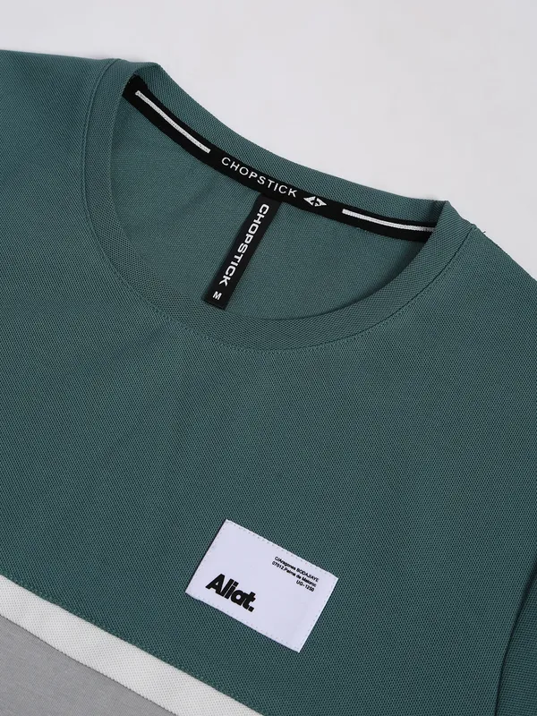 Chopstick light grey cotton color block t shirt