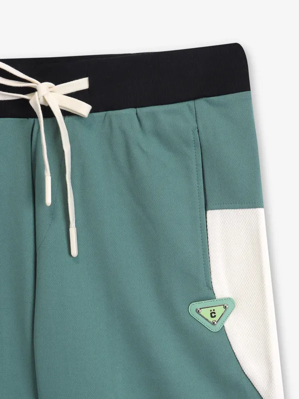 CHOPSTICK light turquoise green cotton shorts