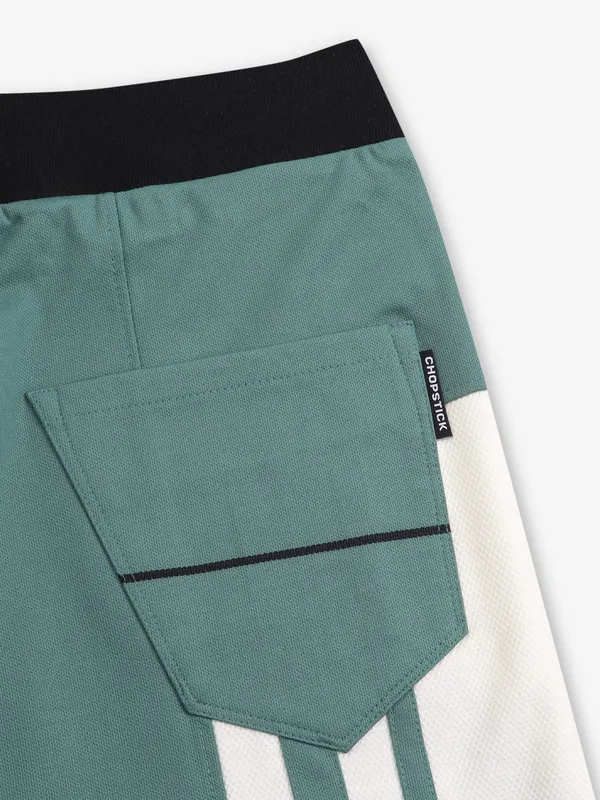 CHOPSTICK light turquoise green cotton shorts
