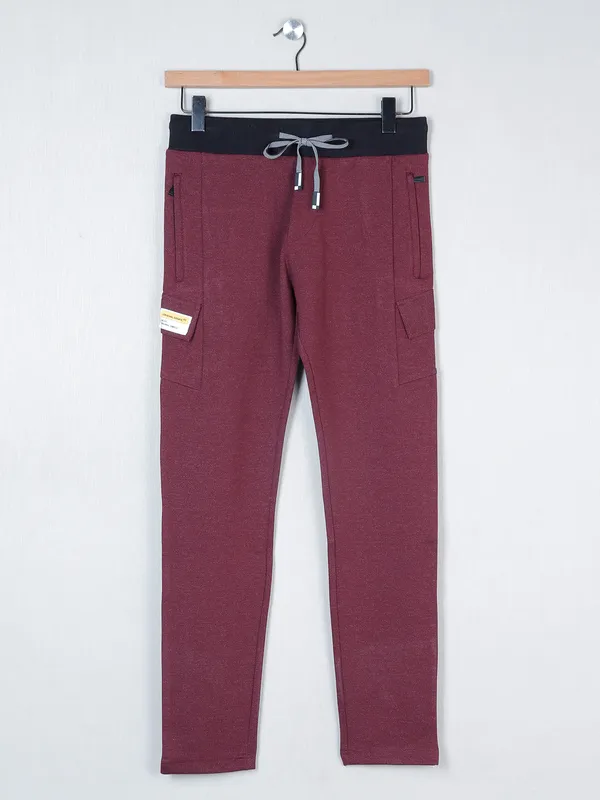 Chopstick maroon color cotton track pant