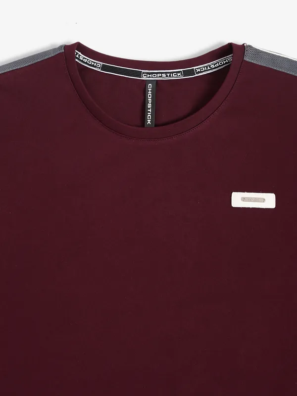 Chopstick maroon plain t shirt