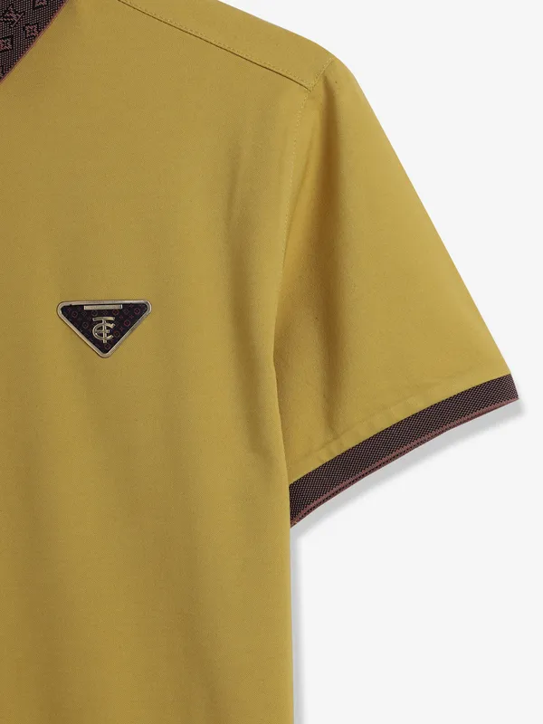 CHOPSTICK musterd yellow cotton t-shirt