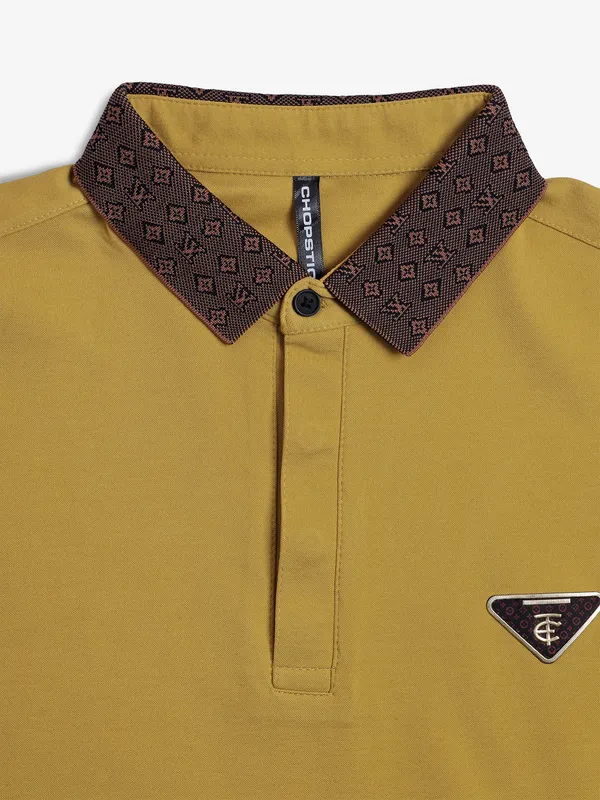 CHOPSTICK musterd yellow cotton t-shirt