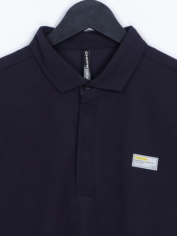 Chopstick navy cotton plain t shirt