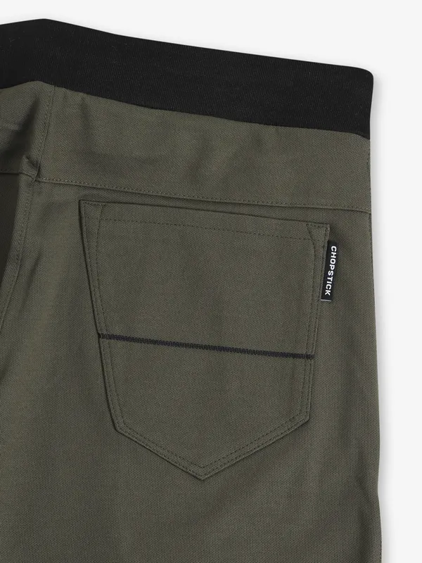 CHOPSTICK olive cotton solid track pant