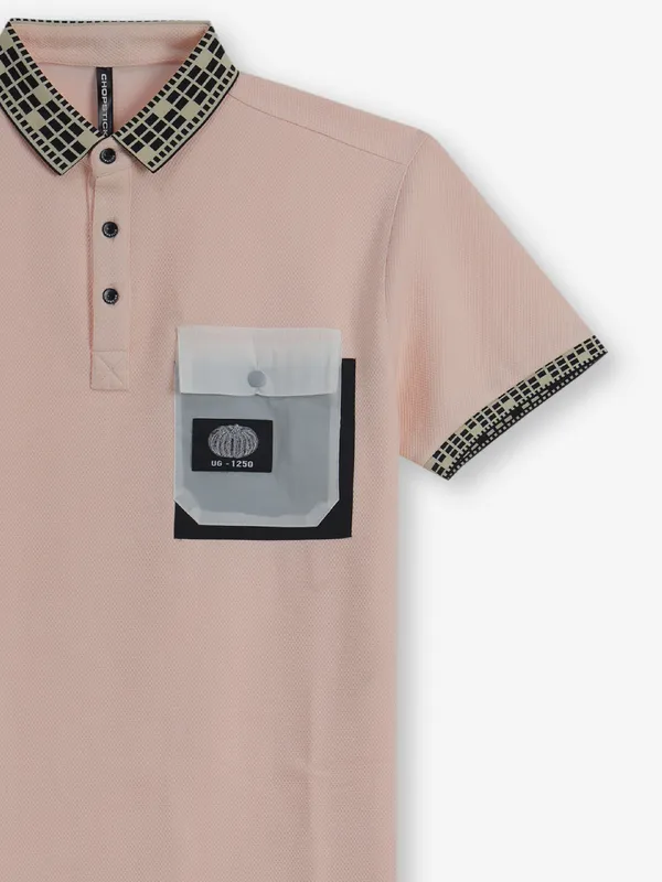 CHOPSTICK peach cotton polo t-shirt