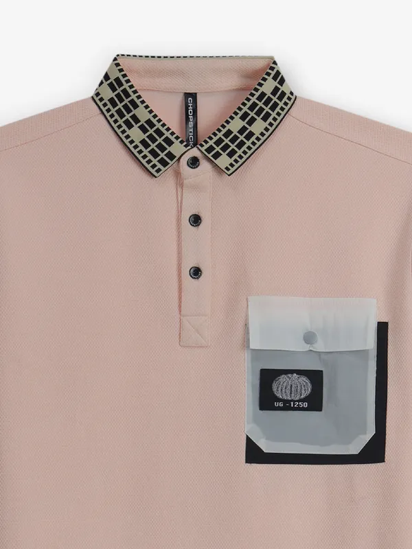 CHOPSTICK peach cotton polo t-shirt