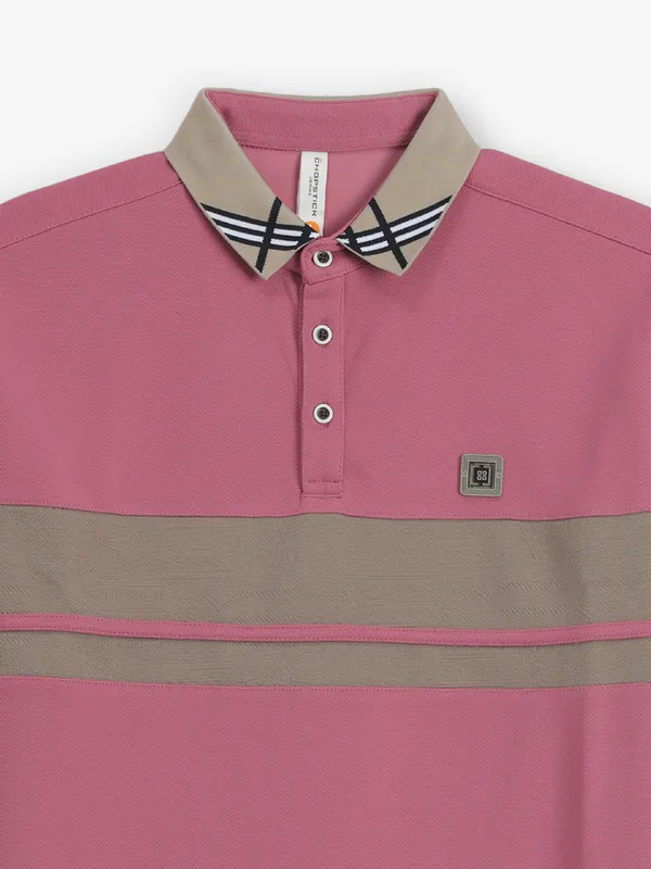 CHOPSTICK pink cotton polo t-shirt