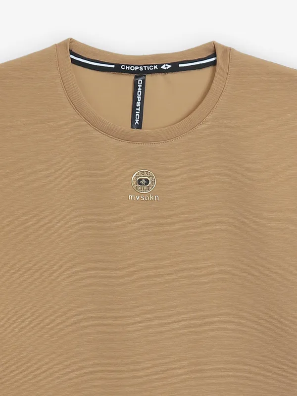 CHOPSTICK plain brown cottonn t-shirt