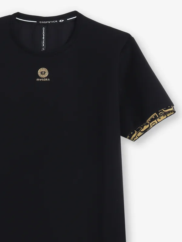 CHOPSTICK plain cotton black t-shirt