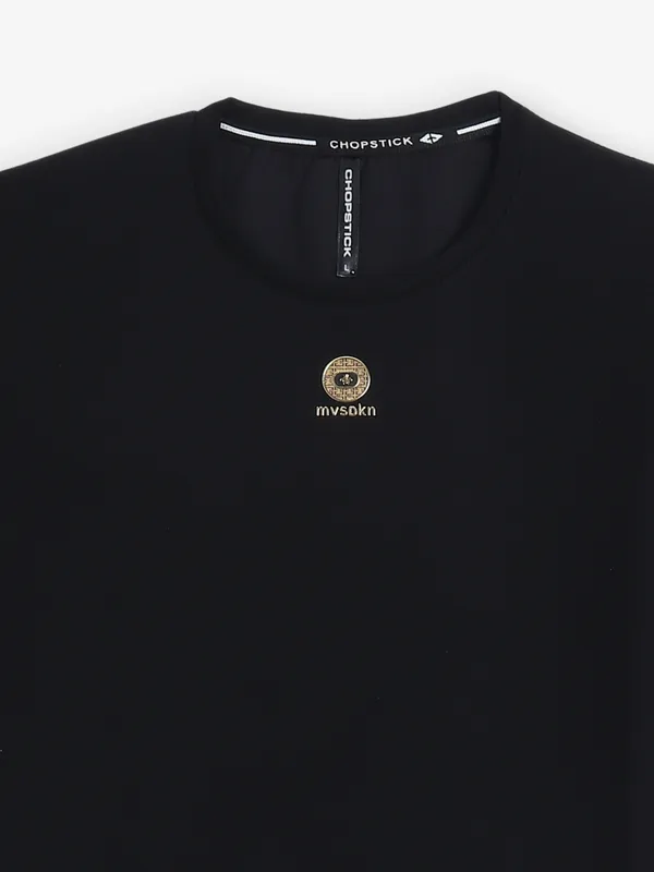 CHOPSTICK plain cotton black t-shirt