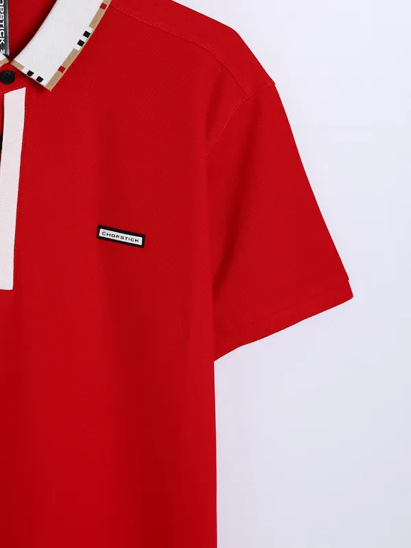 Chopstick plain cotton red t shirt