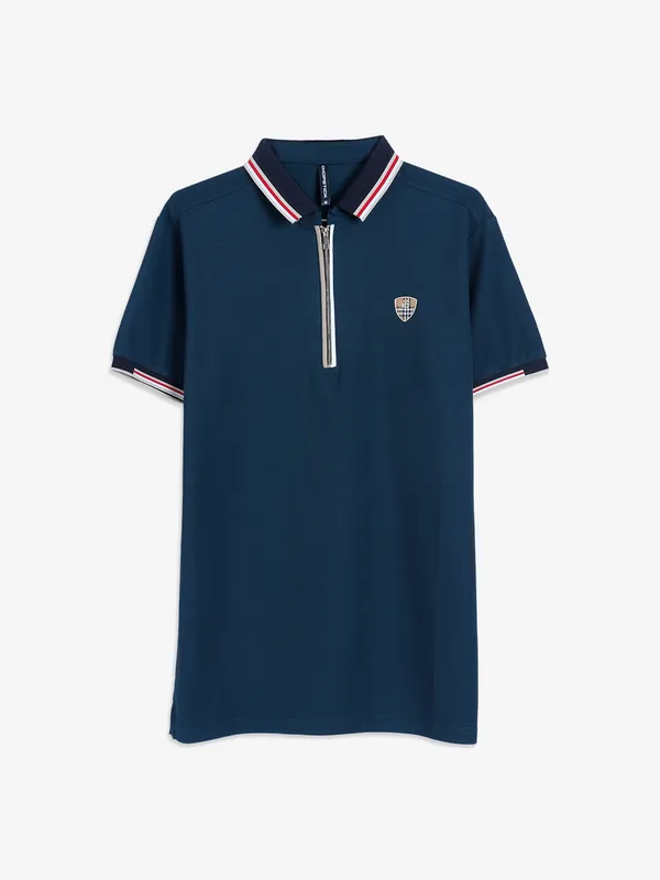 Chopstick plain teal blue polo t shirt