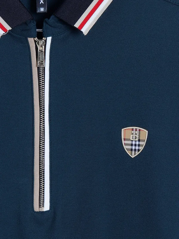 Chopstick plain teal blue polo t shirt