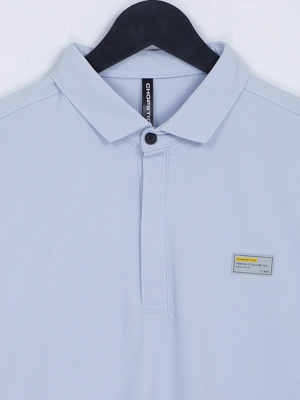Chopstick powder blue plain cotton t shirt