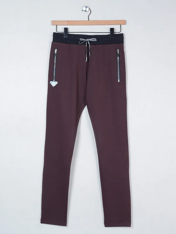 Chopstick presented brown cotton track pant