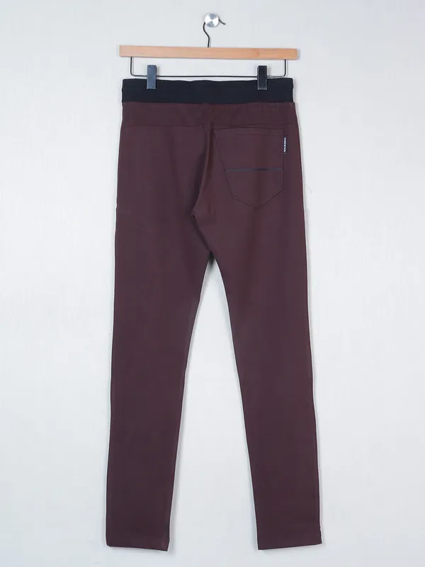 Chopstick presented brown cotton track pant