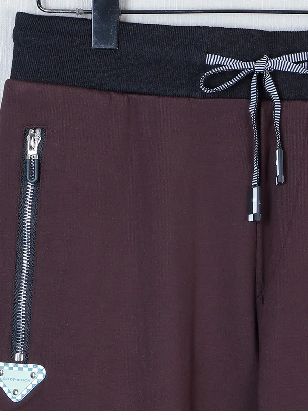 Chopstick presented brown cotton track pant
